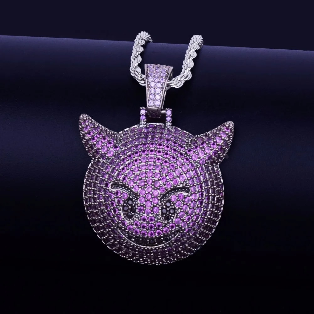 Purple Demon Necklace With Silver Pendant 